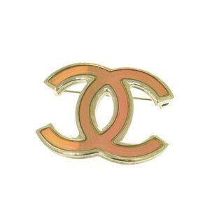 CHANEL Gold Logo Brooch